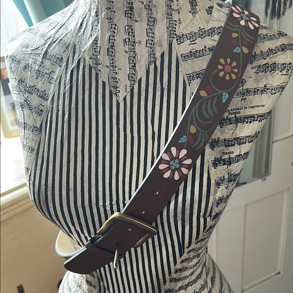Brown Floral Embroidered Belt Accessory
